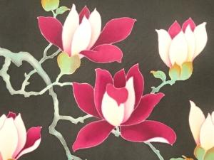 アンティーク　塩瀬　木蓮模様名古屋帯